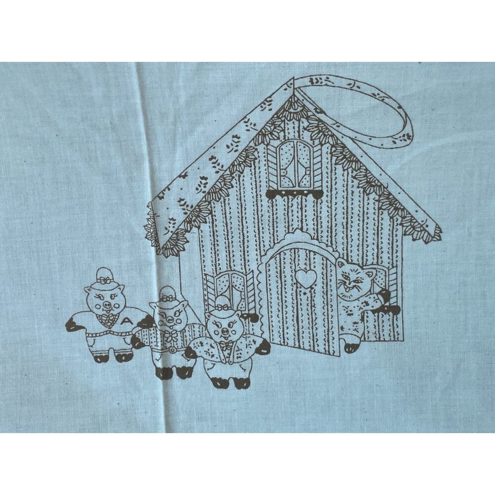 Cut and Sew Three Little Pig Doll playset Panel Vintage Spring Industries NOS